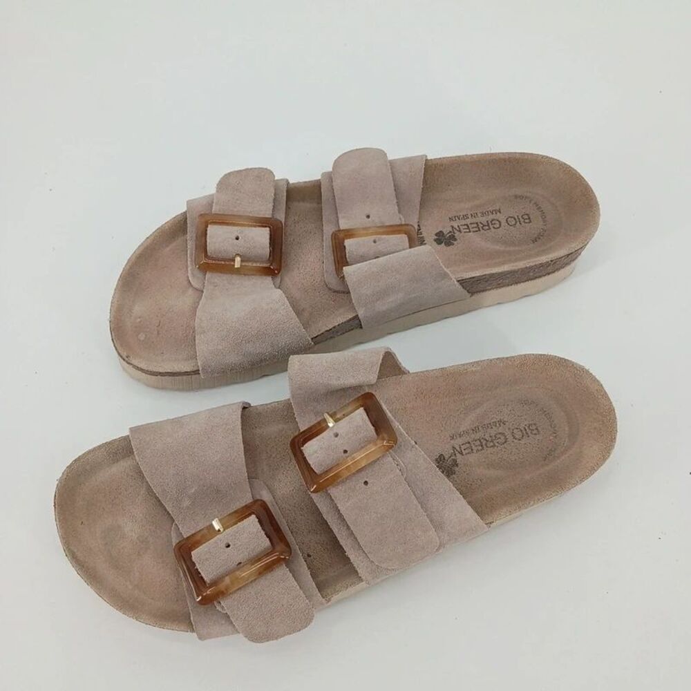 Bio Green Birk Style Sandals - Taupe Suede / Leather size 39 Made in Spain